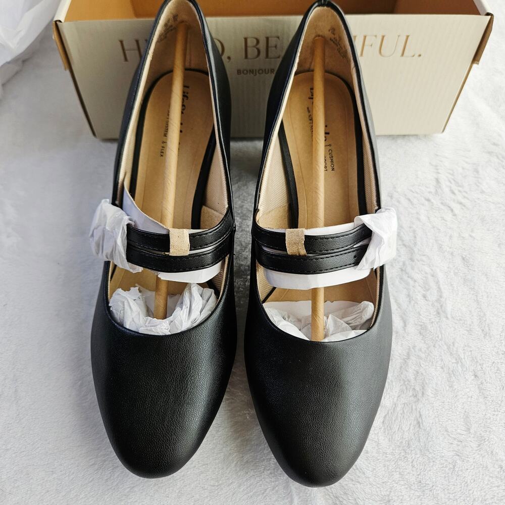 New LifeStride True Mary Jane Block Heel Pump 8.5 Black Comfort Soft Academia - Picture 4 of 12